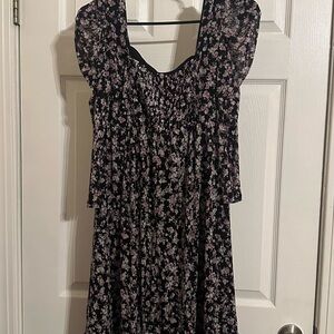 Chic Black and Pink Floral Maxi Dress